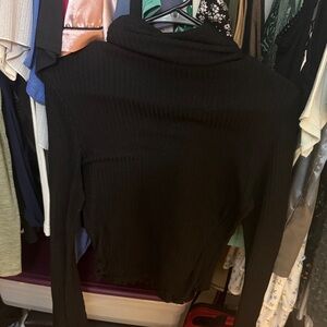 Black Ribbed Long Sleeve Top